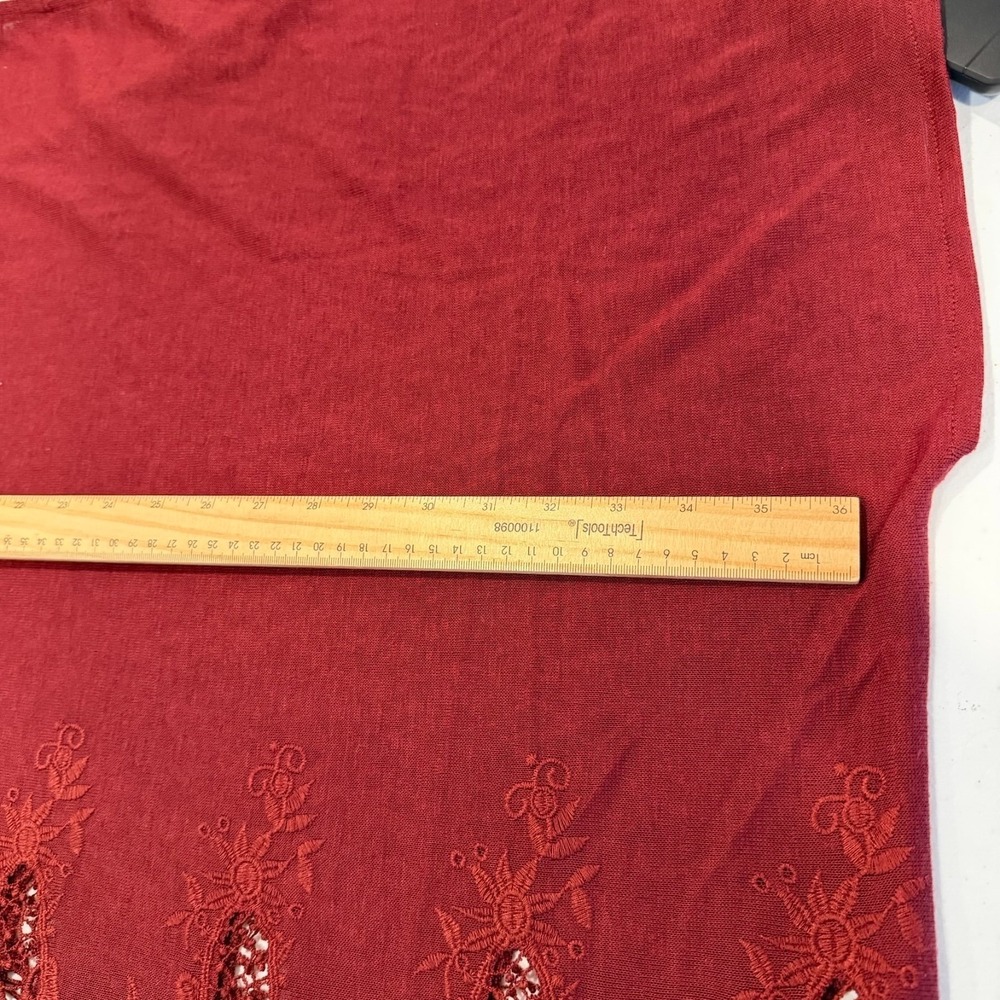 Ulla Popken Embroidered Pullover Poncho‎ Style Blouse Red Plus Size 2 Oversized - Picture 7 of 11